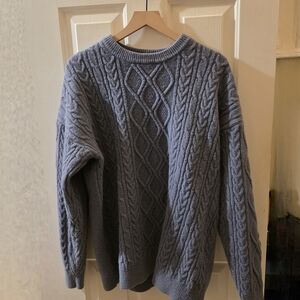 Elfric Eden Cable Knit Sweater Womens Large Blue-Gray Oversized Chunky Pullover